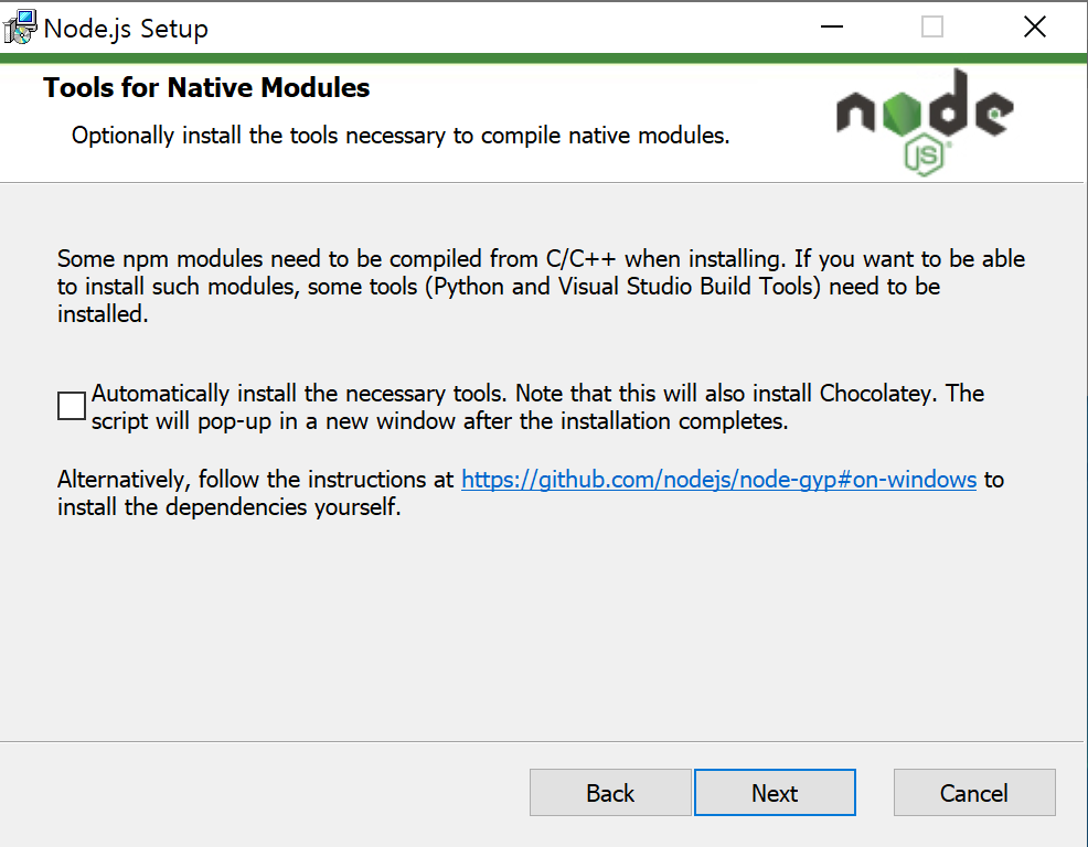 windows developemnt evironmentnodejs install