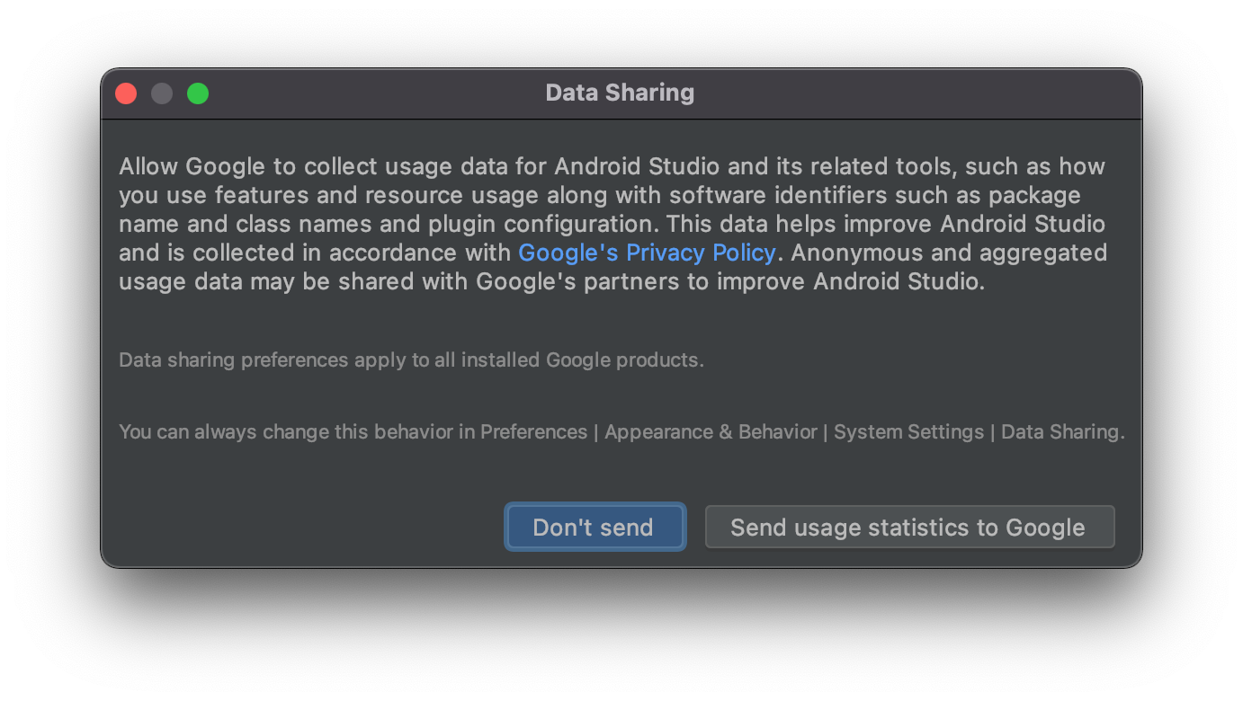 MacOS install android studio