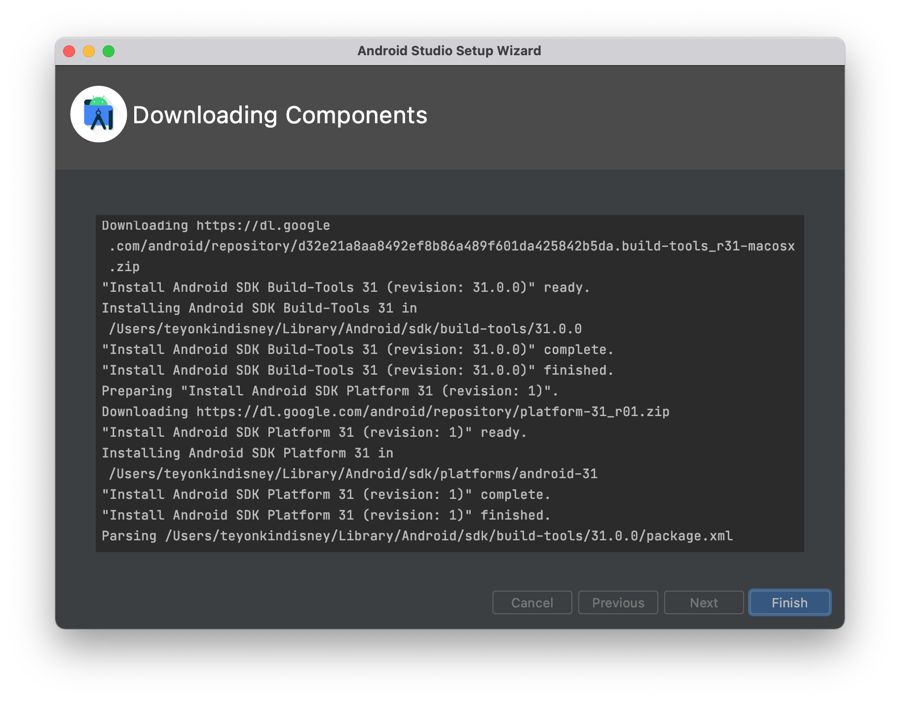 MacOS install android studio